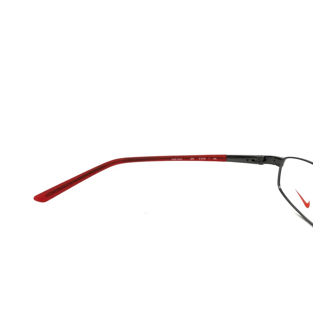 Nike Eyeglasses Frames 6042 069 Shiny Dark Gunmetal Red Titanium 51-16-140